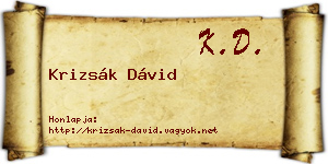 Krizsák Dávid névjegykártya